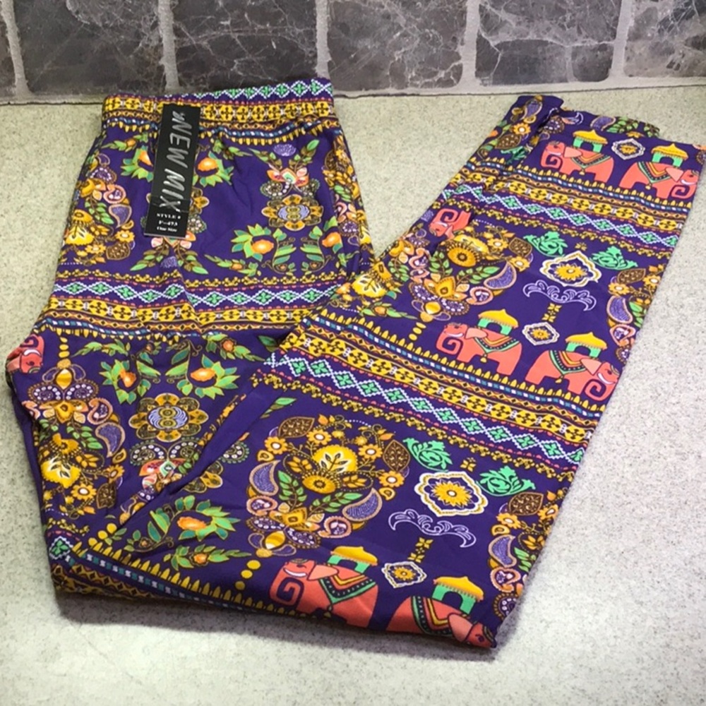 One Size Leggings Purple / Gold